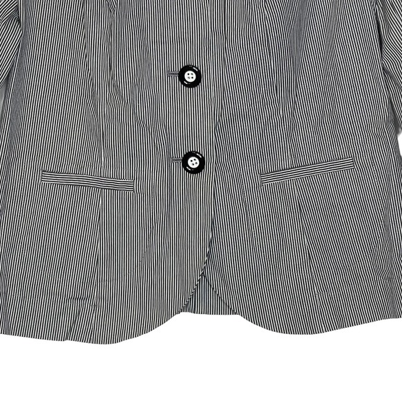 Talbots Petites Stretch Blazer Jacket Women 4 Long Sleeve Striped Front Button - Picture 4 of 8